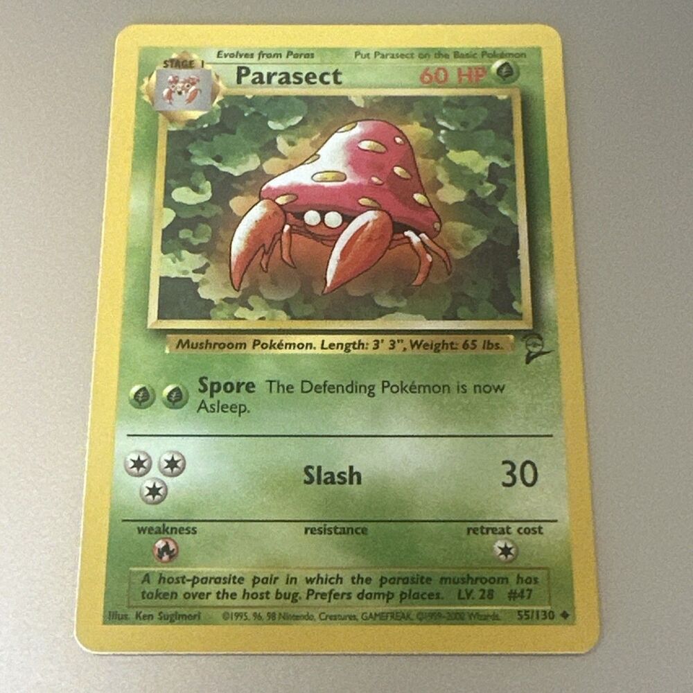 5 for $30 Parasect - 55/130 - Base set 2 - Pokemon - Off Center Back